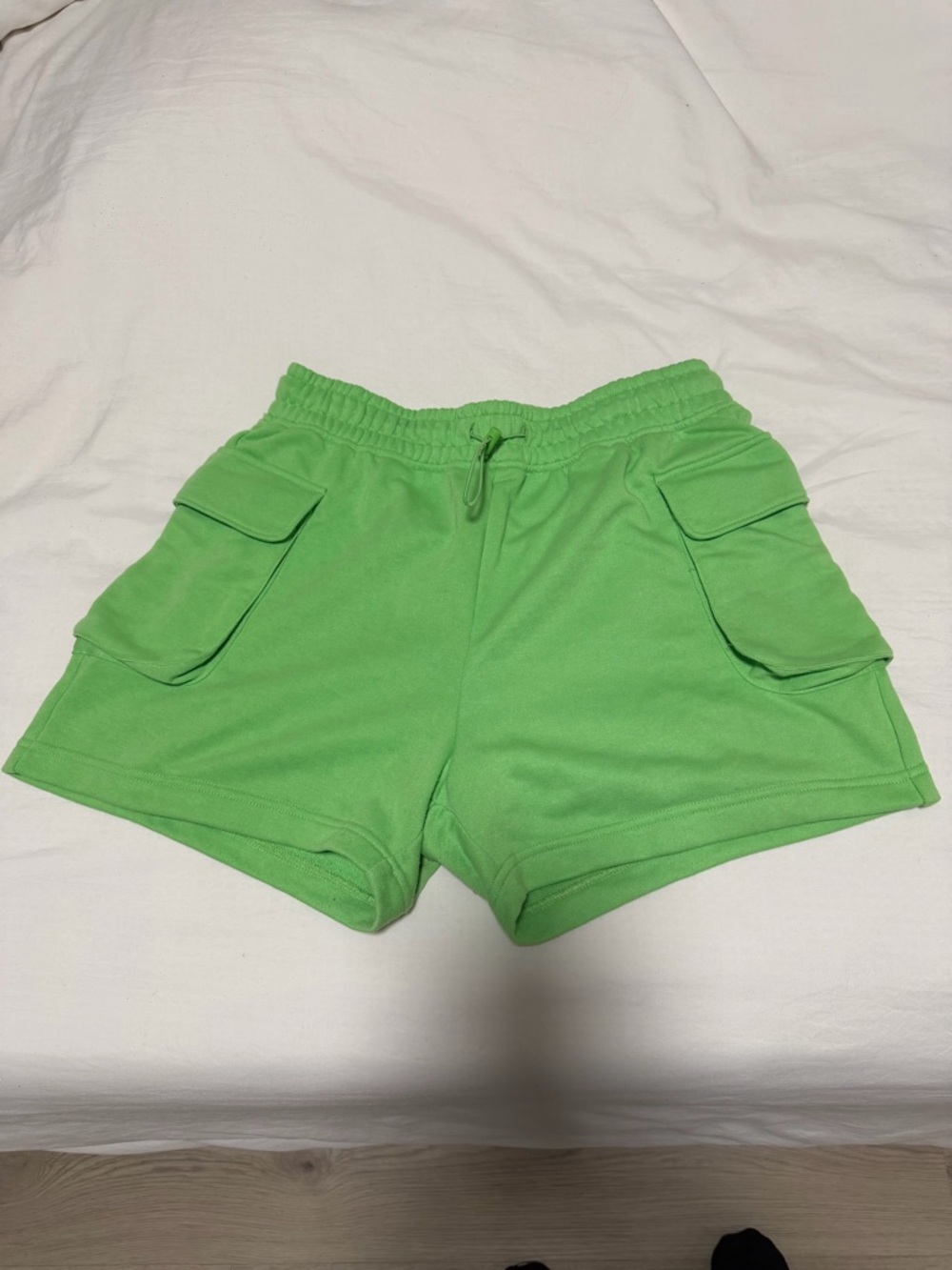 Women’s Neon Green Cargo Pocket Shorts